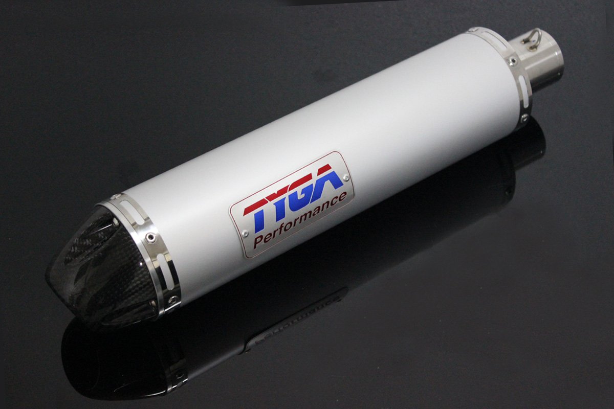 Silencer, Aluminium/Carbon End Cap, Round, 43 mm. x 380 mm., No Fittings