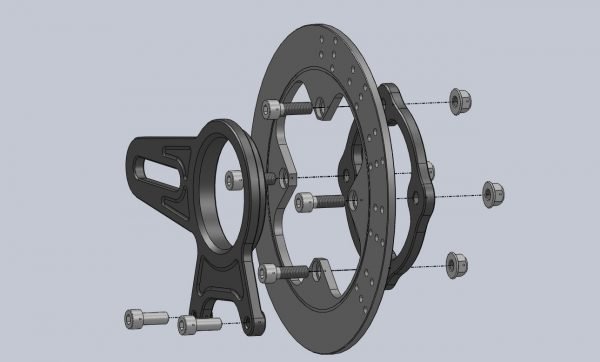 Bracket, Rear Brake, 84 mm Brembo Conversion, Silver, MC28/NC35 - Image 5
