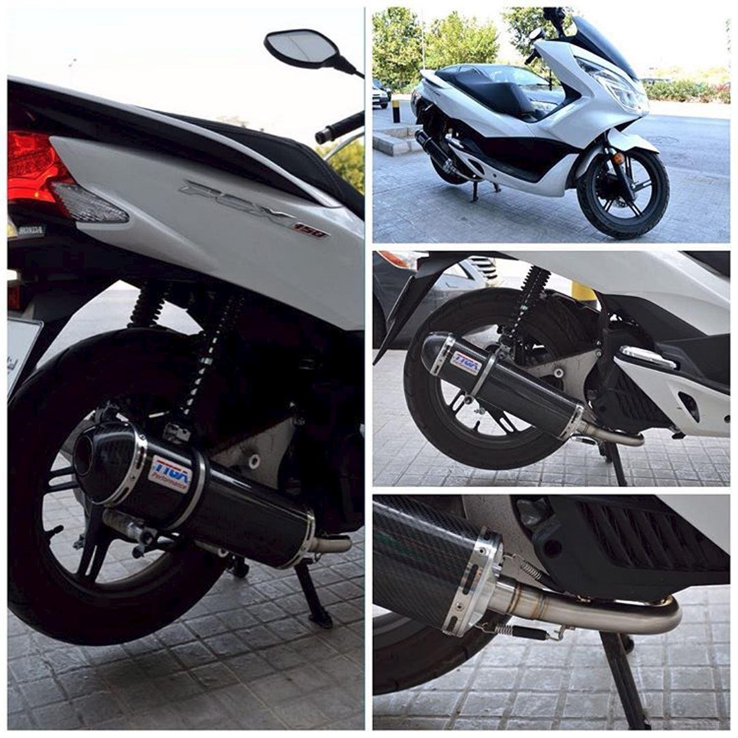 Set, Pipe, Full Race System, Oval Carbon Silencer, Carbon End Cap, PCX150 - Image 5
