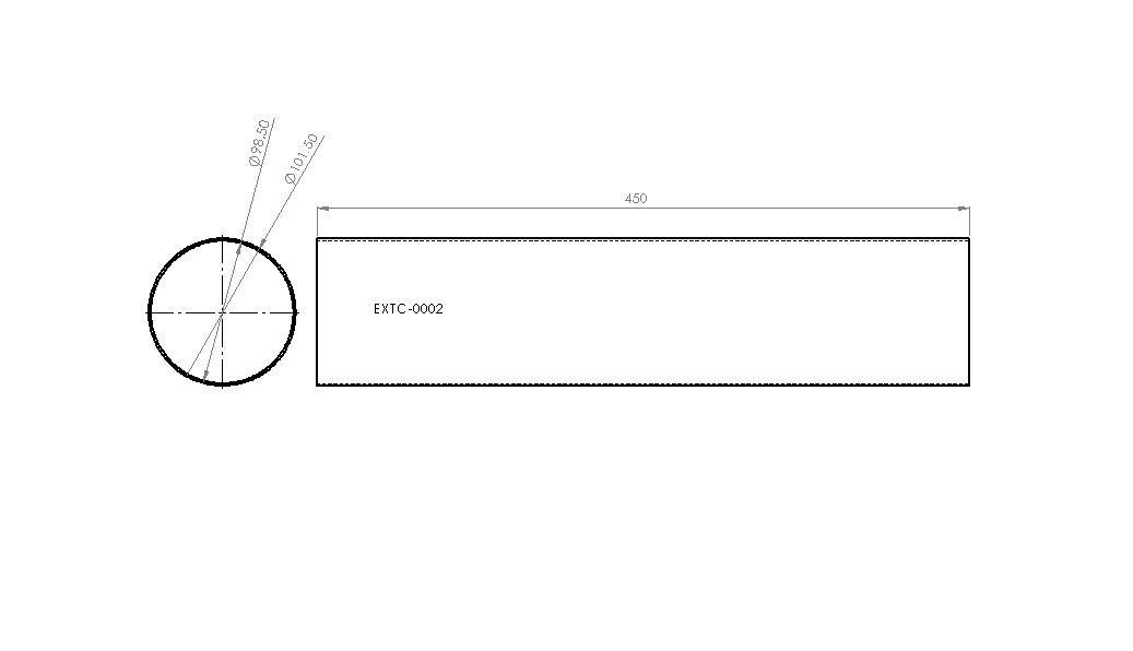Tube, Carbon, Round, 98.5mm x 450mm - Image 2