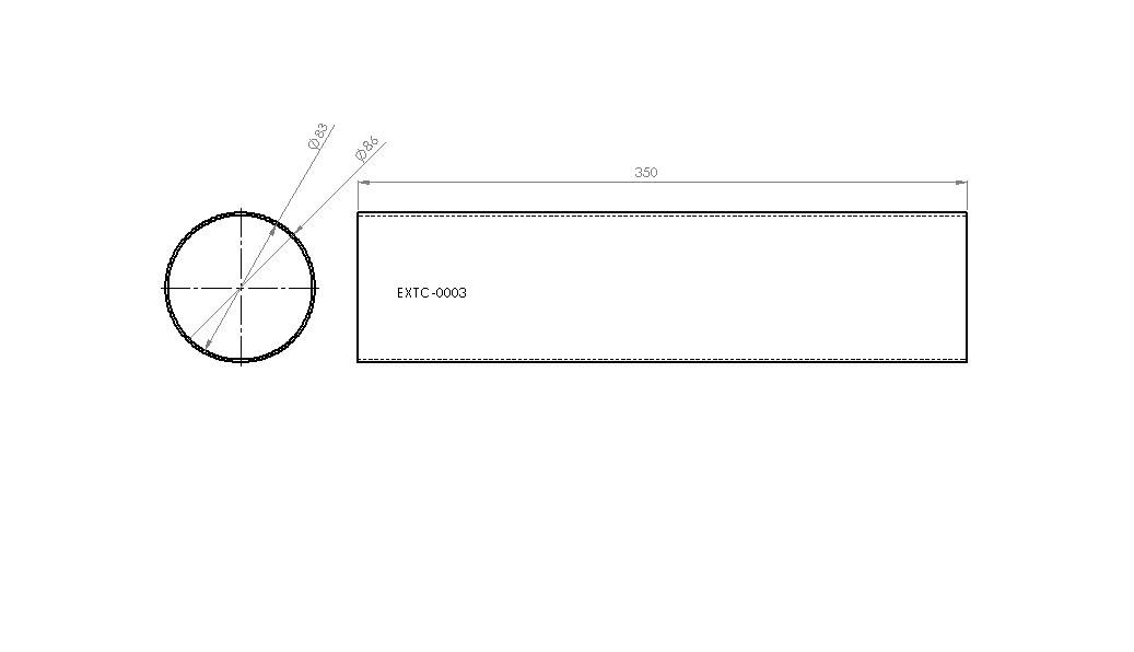 Tube, Carbon, Round, 83mm x 350mm - Image 2