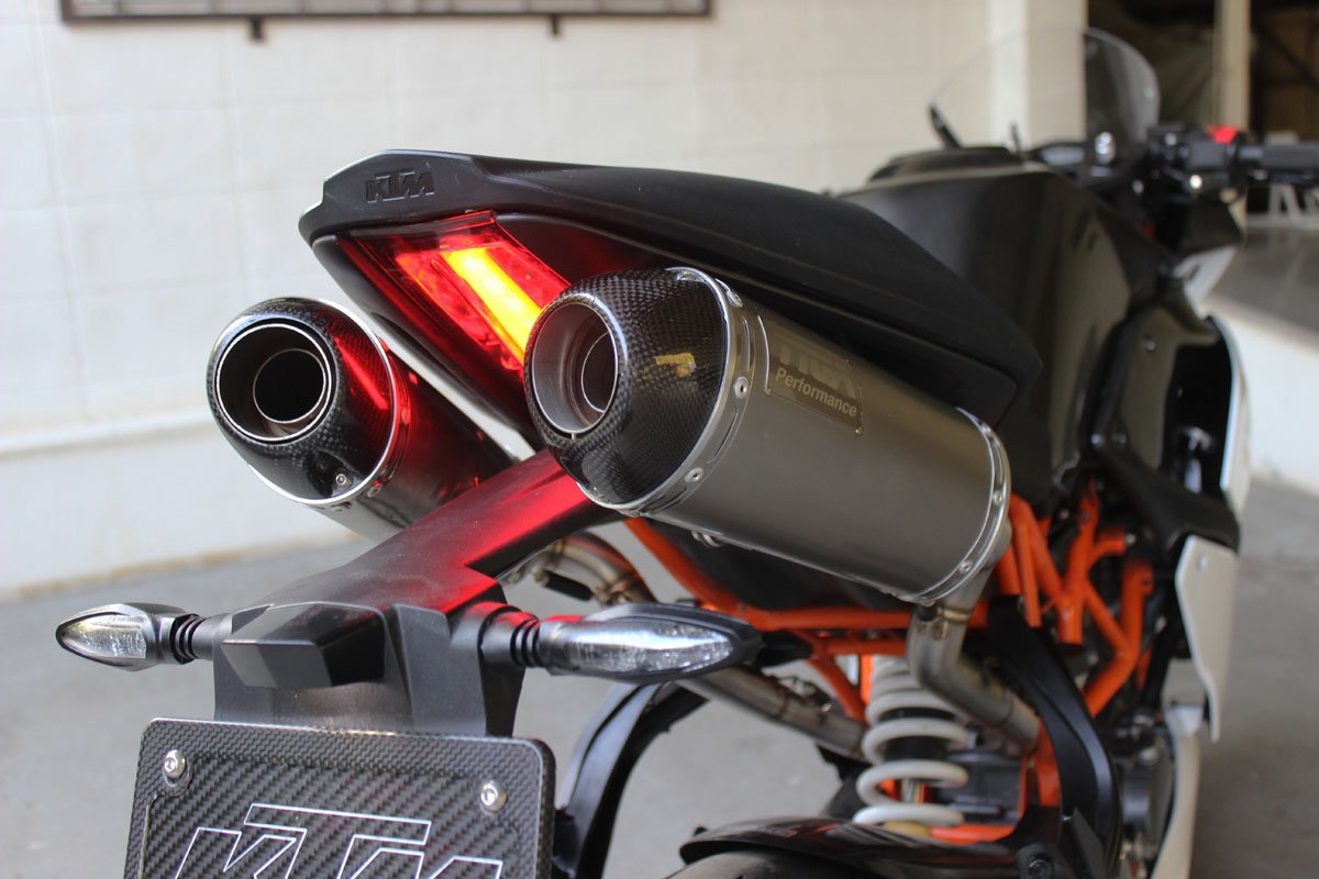 Silencer, Left, Stainless, Oval/Carbon End Cap, Spring Mount, KTM RC390 Serpent, No Fittings - Image 3