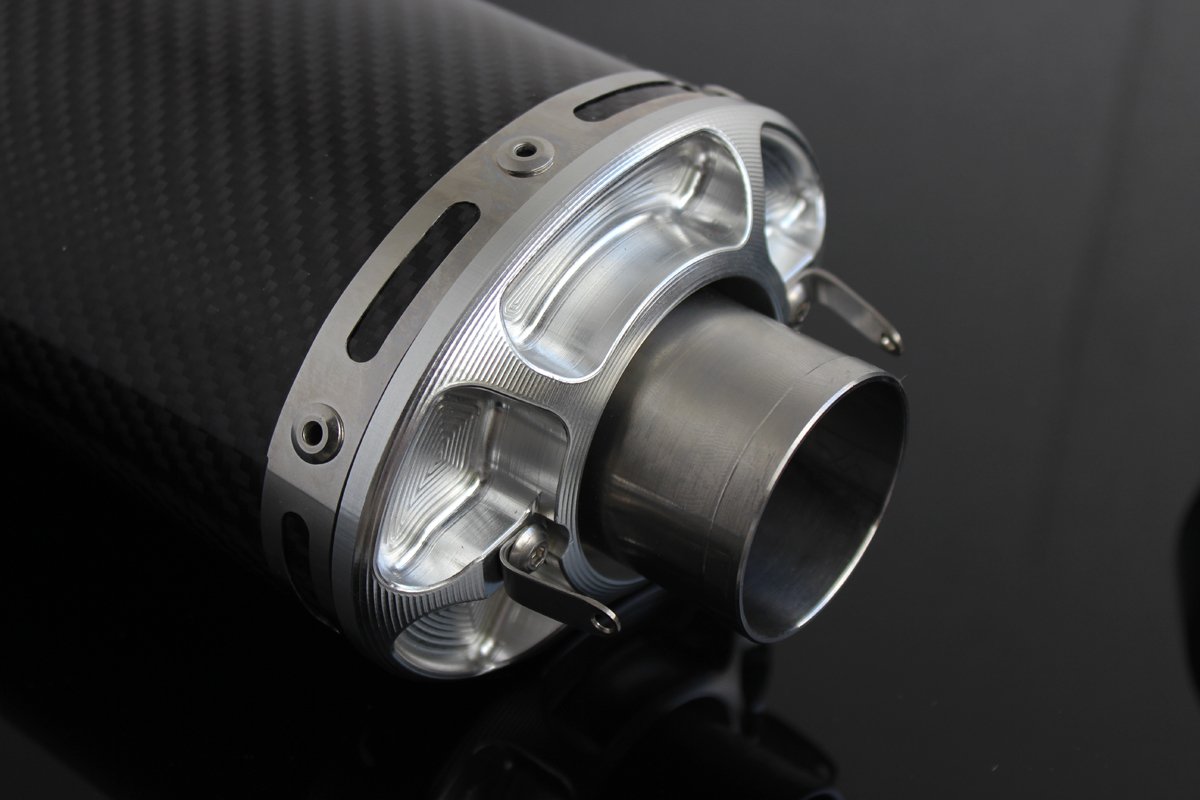 Silencer, Carbon, Oval/Carbon End Cap, 44.5mm., CNC/Spring Mount, No Fittings - Image 5