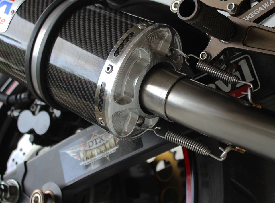 Silencer, Carbon, Oval/Carbon End Cap, 44.5mm., CNC/Spring Mount, No Fittings - Image 6