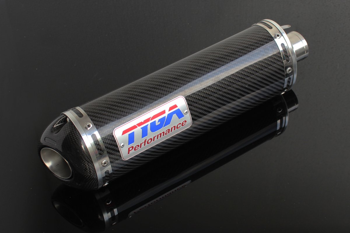 Silencer, Carbon, Oval/Carbon End Cap, 44.5mm., CNC/Spring Mount, No Fittings