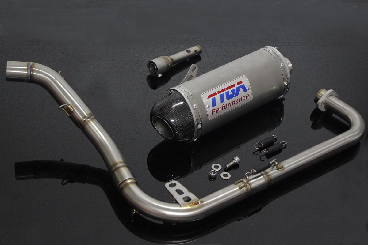 Set, Pipe, Full Race System, MSX125 Grom, Stainless Oval/Carbon End Cap