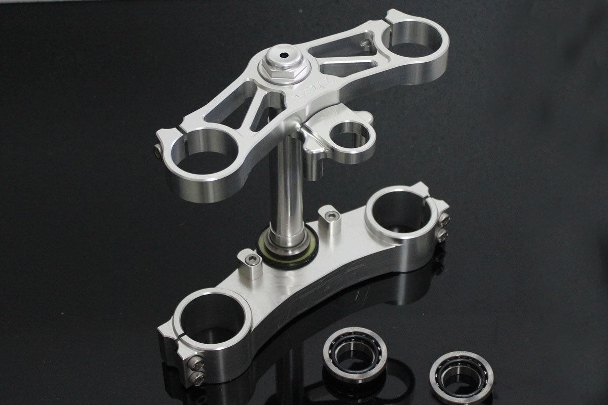 Triple Clamp Set, CNC Silver, NC35 Forks to fit NSR250 MC21 - Image 2