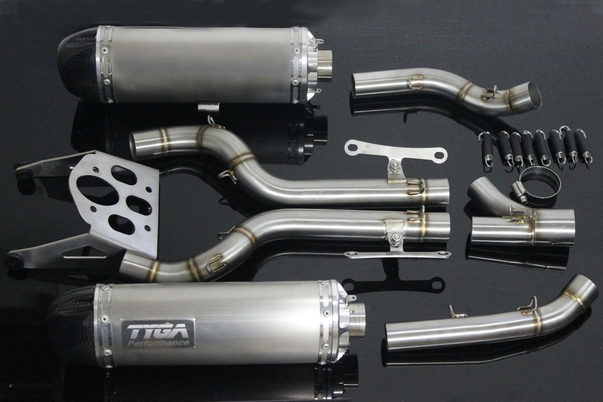 Set, Pipe, Race System, Serpent, KTM RC390, 2014-2016, Stainless Oval/Carbon End Cap - Image 2