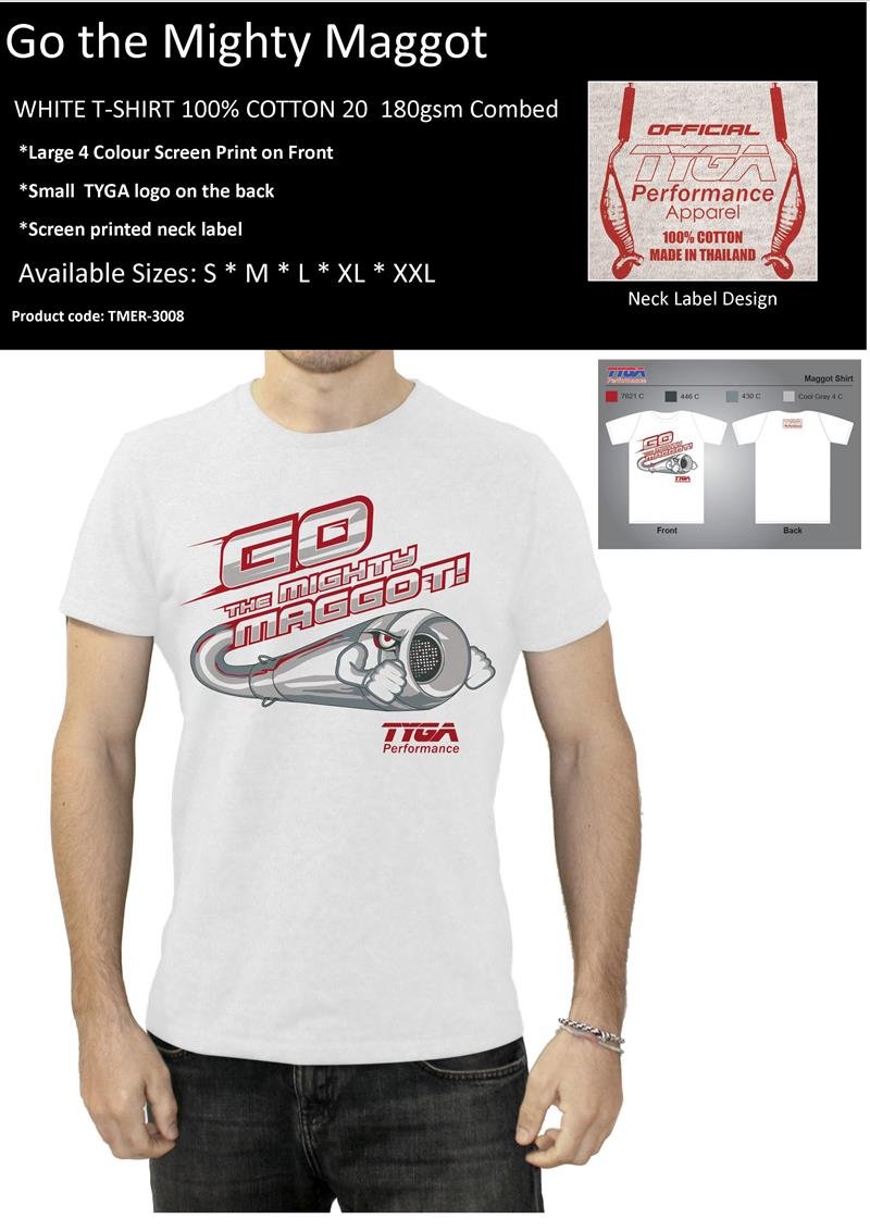 Tyga T shirt, 'Go the Mighty Maggot' ,White, XXL - Image 2