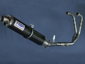 Set, Exhaust Pipe, Race System, Yamaha R25/R3, Stainless, Round Carbon Silencer