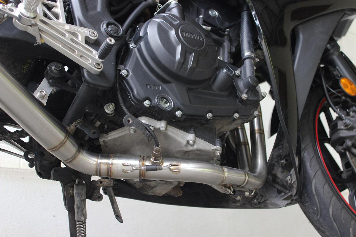 Set, Exhaust Pipe, Race System, Yamaha R25/R3, Stainless, Round Carbon Silencer - Image 6