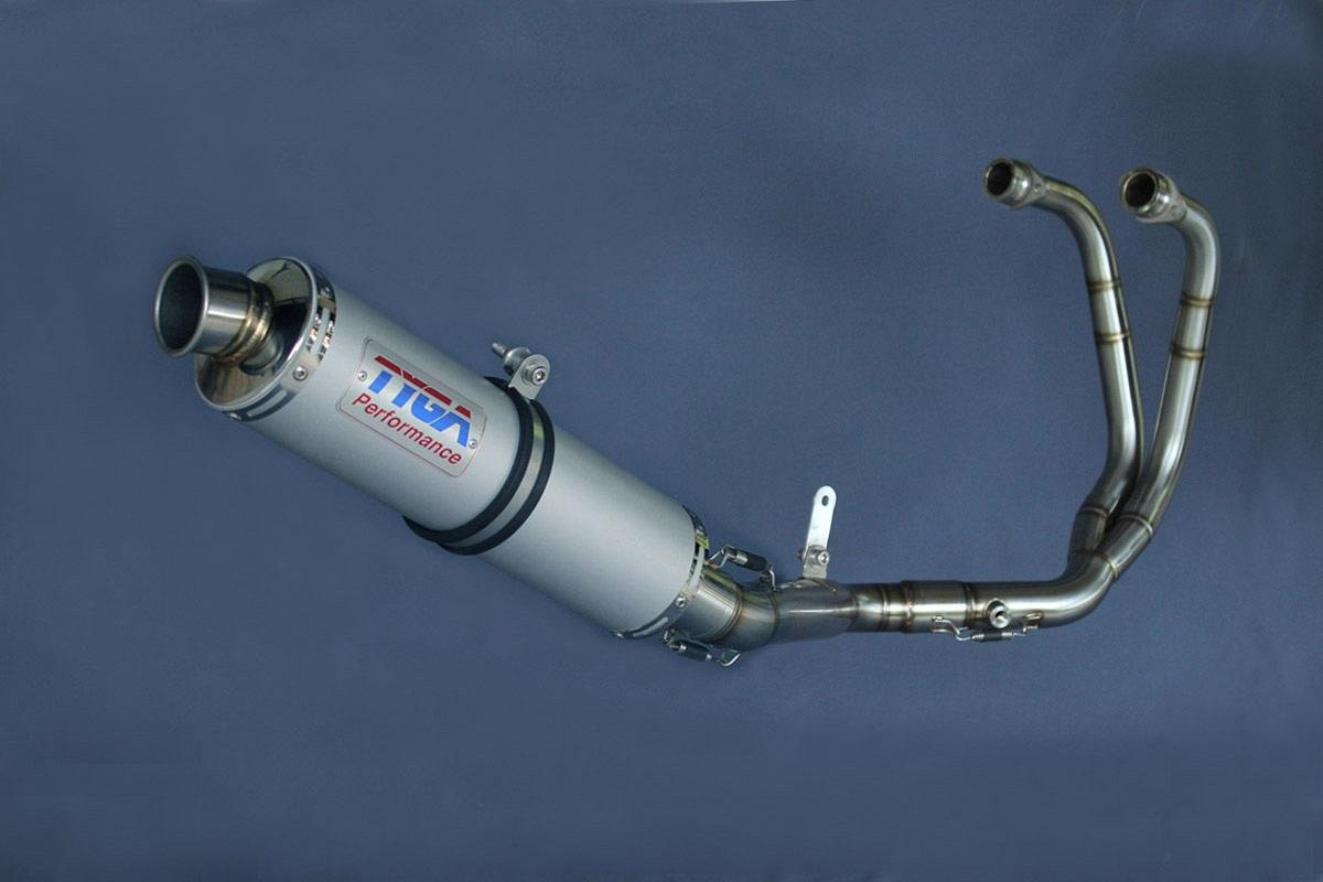 Set, Exhaust Pipe, Race System, Yamaha R25/R3, Stainless, Round Aluminium Silencer