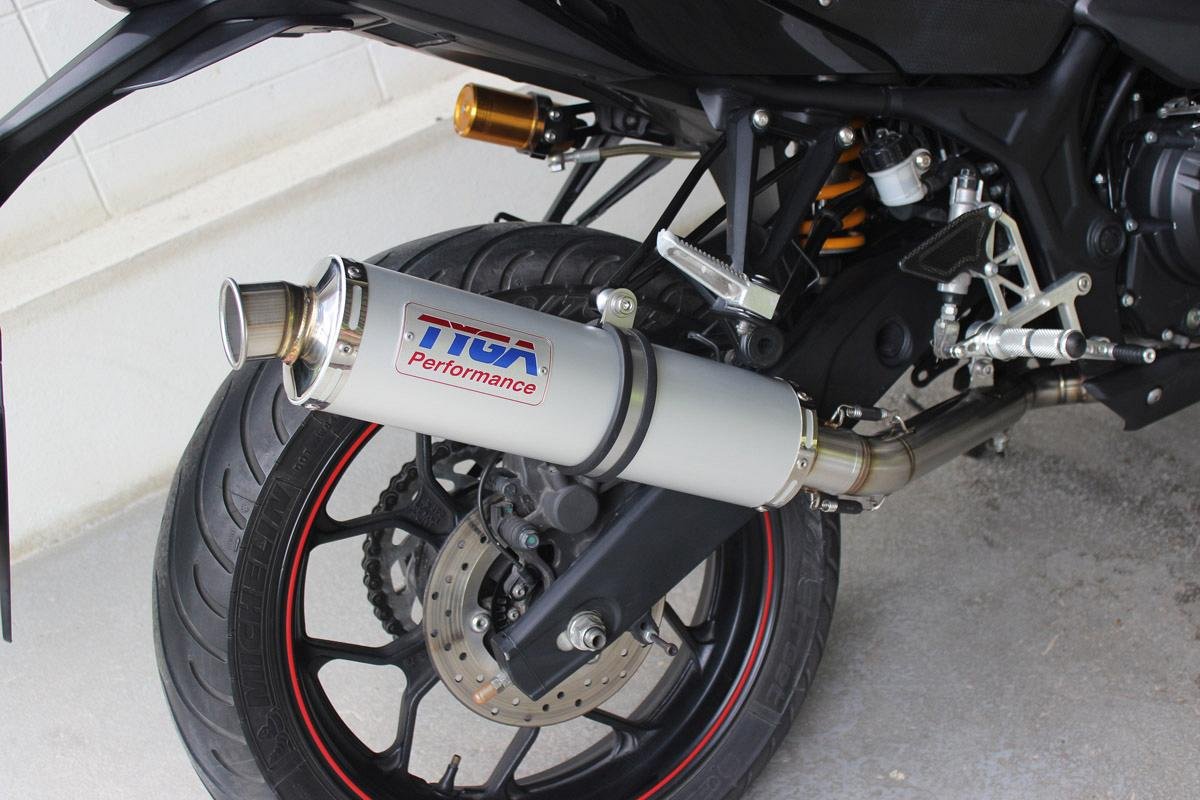 Set, Exhaust Pipe, Race System, Yamaha R25/R3, Stainless, Round Aluminium Silencer - Image 4