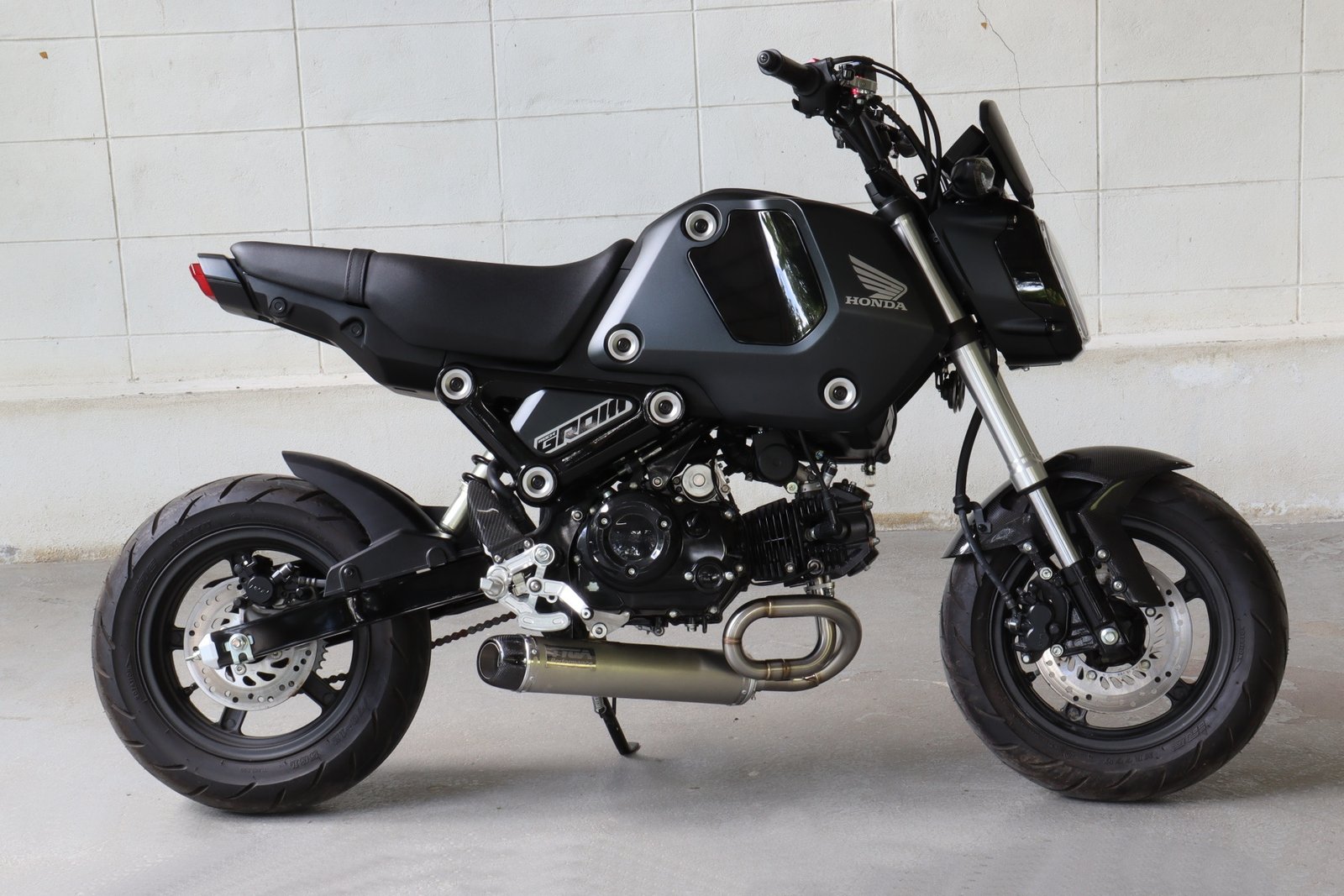 Set, Pipe, Full System, Underbelly, MSX125 Grom, Stainless Oval/Carbon End Cap, Long - Image 2