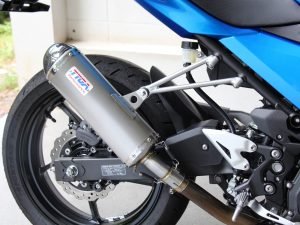 Set, Slip On, Stainless, Oval, Carbon End Cap, Ninja 400