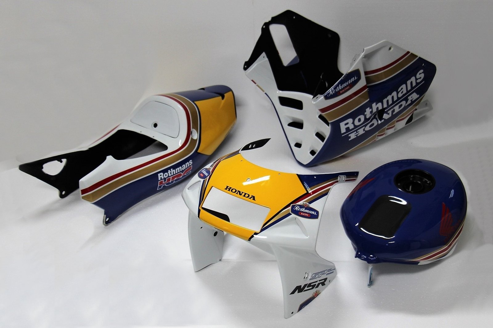 Kit, Bodywork, GRP, stock shape, with Carbon tank, NSR250 MC28, Painted Rothmans