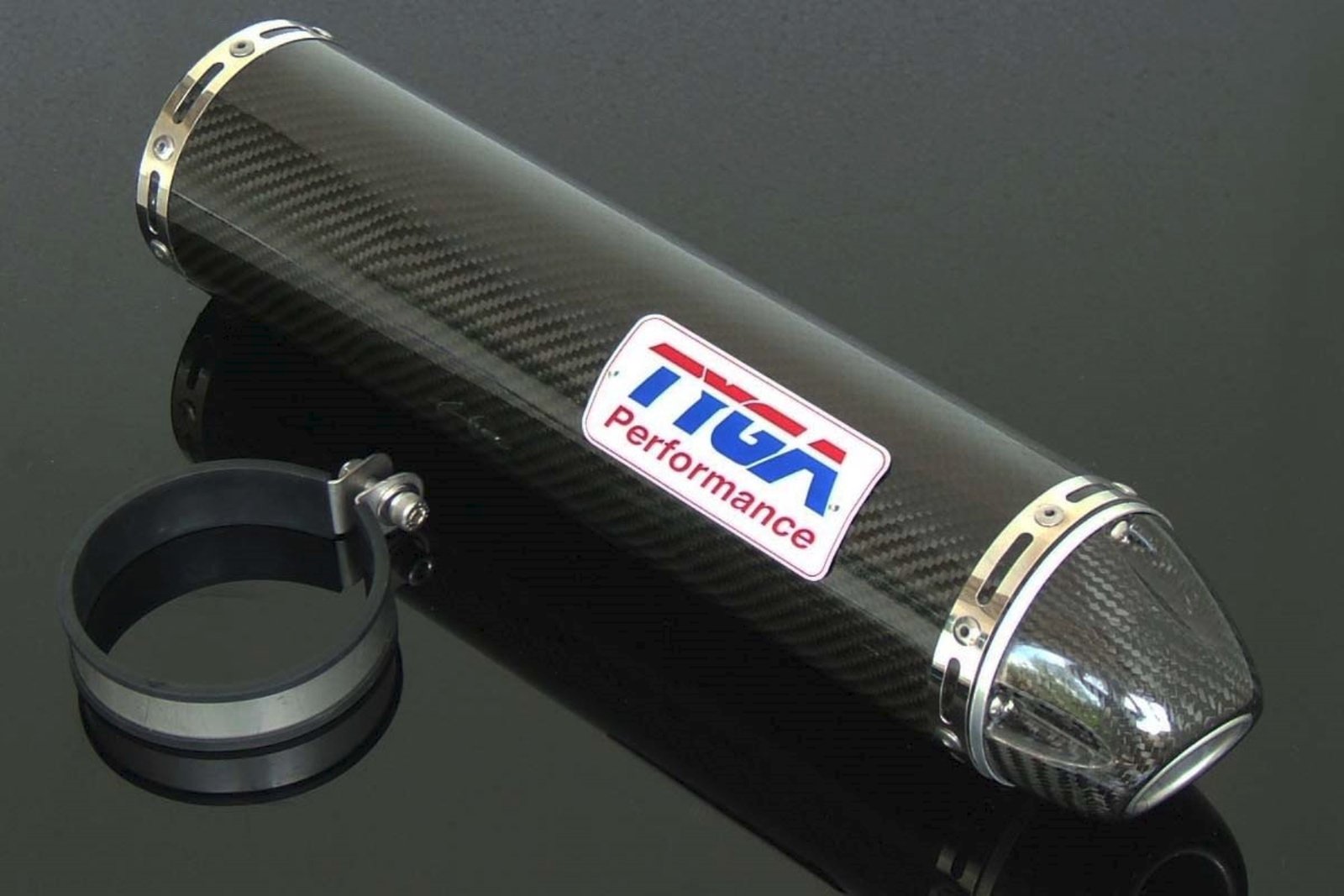 Silencer, Carbon/Carbon End Cap, Round, Slip-On, RVF400, Assy.