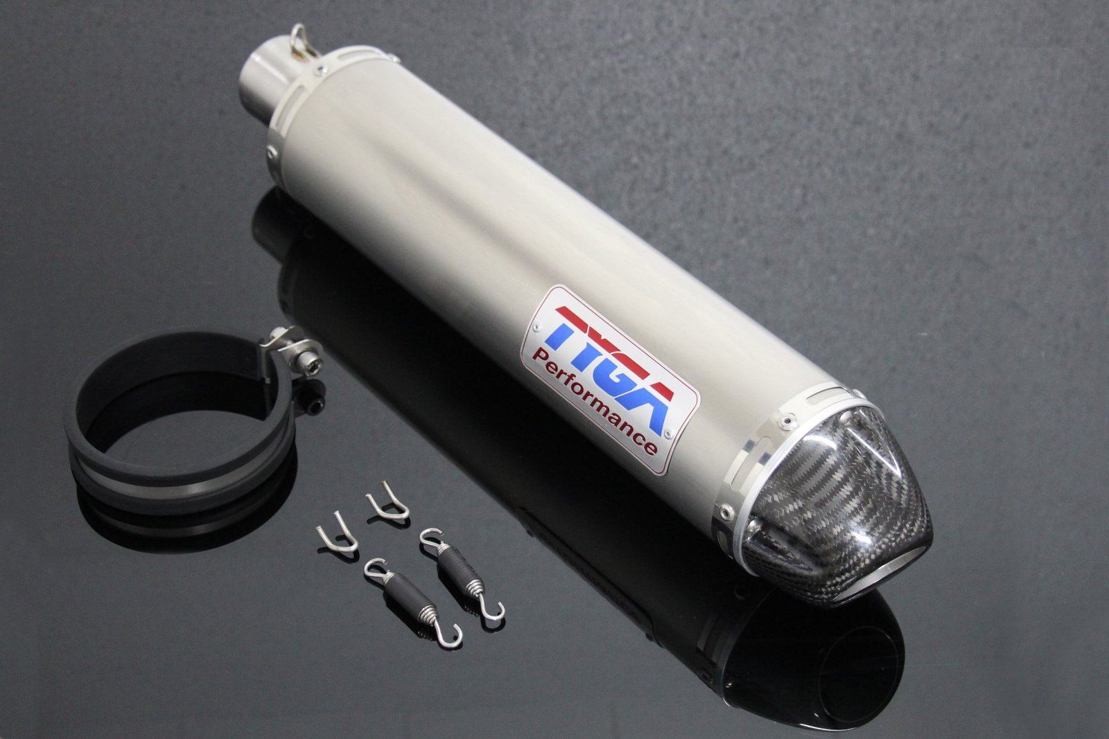 Silencer, Stainless/Carbpn End Cap, Round, 2" x 380 mm., Assy.