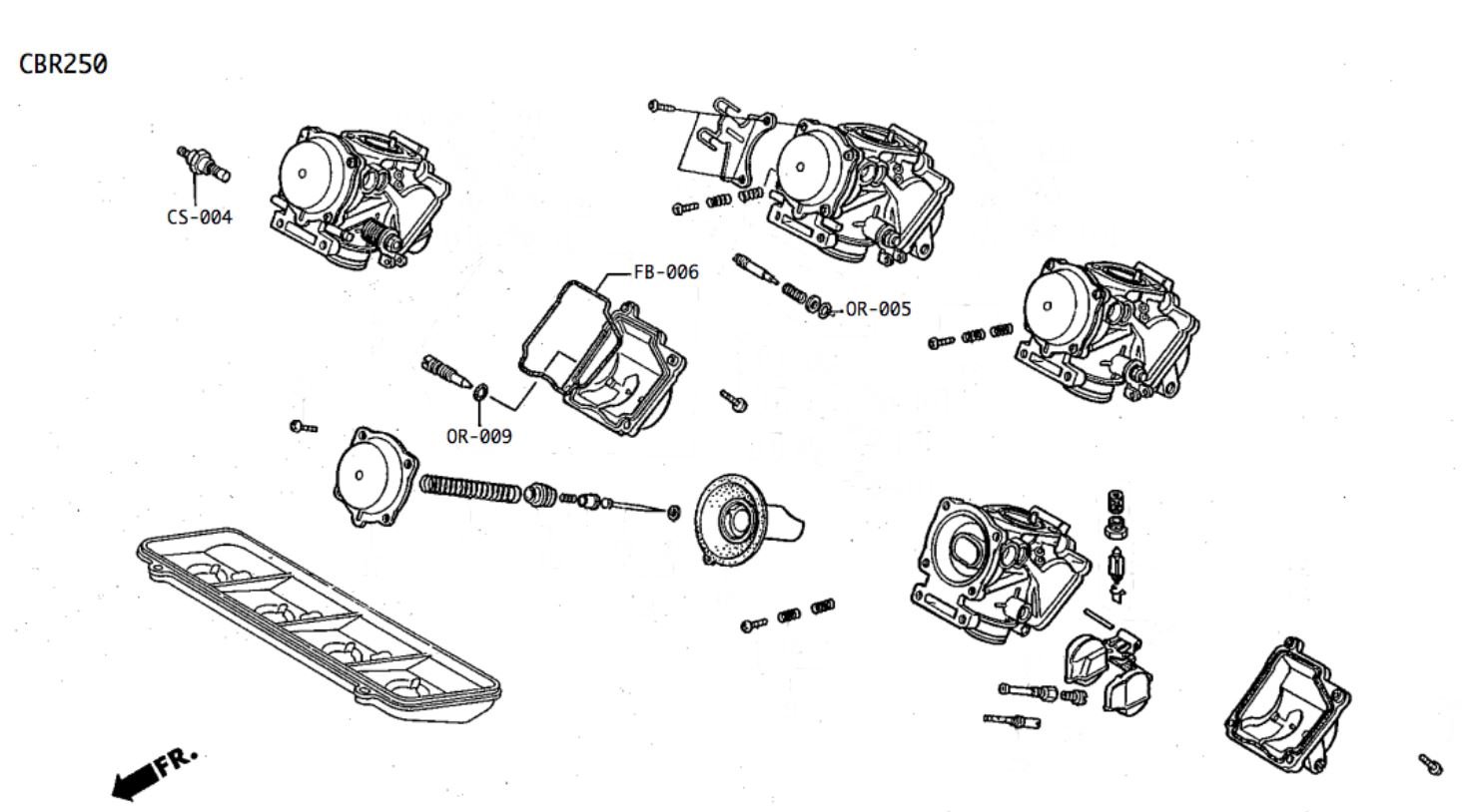 Carb Service Kit A, 16 pieces, Honda CBR250R MC14, MC17 & MC19 - Image 2