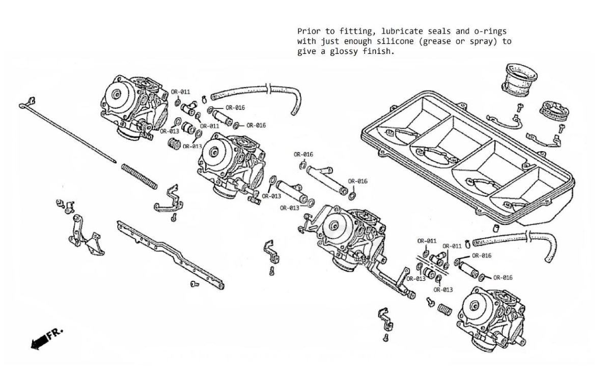 Carb Service Kit A, 39 pieces, Honda CBR400RR NC23 - Image 2