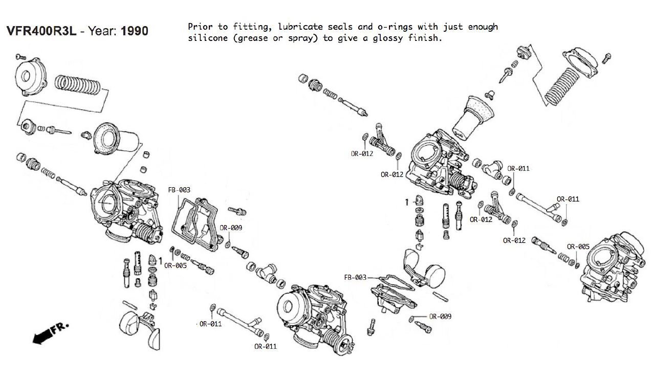 Carb Service Kit, 32 pieces, Honda VFR400R NC30 - Image 2