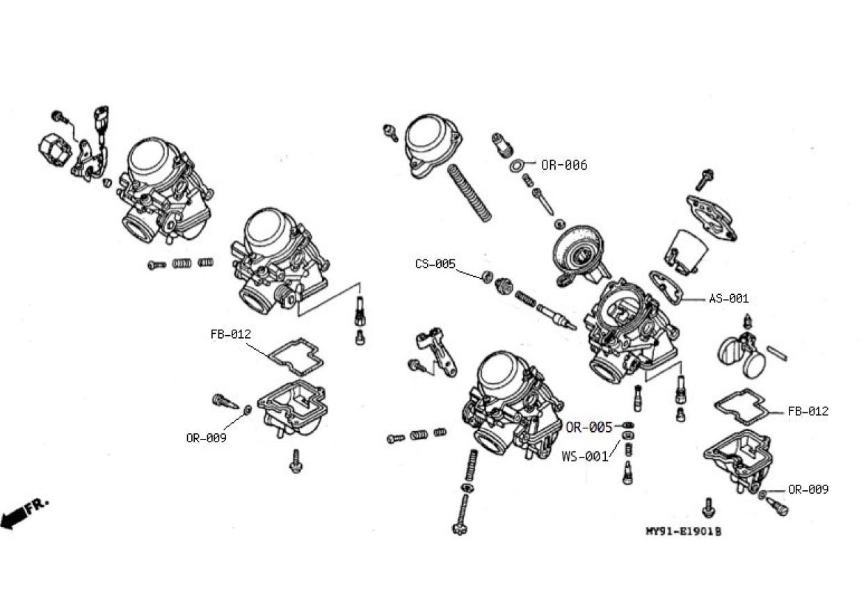 Carb Service Kit B, 21 pieces, Honda CB400 Super Four NC31 - Image 3