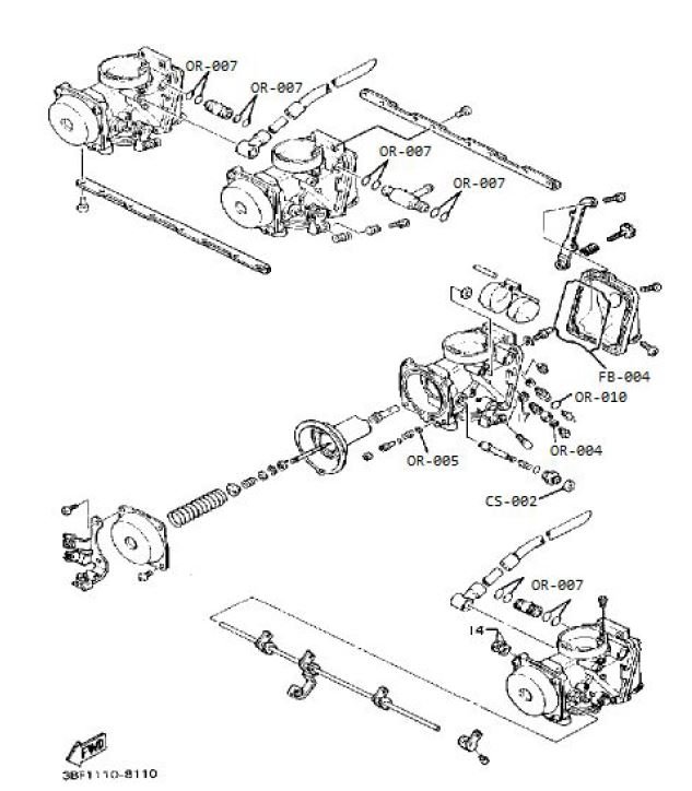 Carb Service Kit A, 32 pieces, Yamaha FZR400 1WG - Image 2