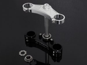 Triple Clamp Set, CNC, Silver 3D Top Triple Clamp, Black Lower Clamp, NC35 Forks to fit CBR250RR MC22