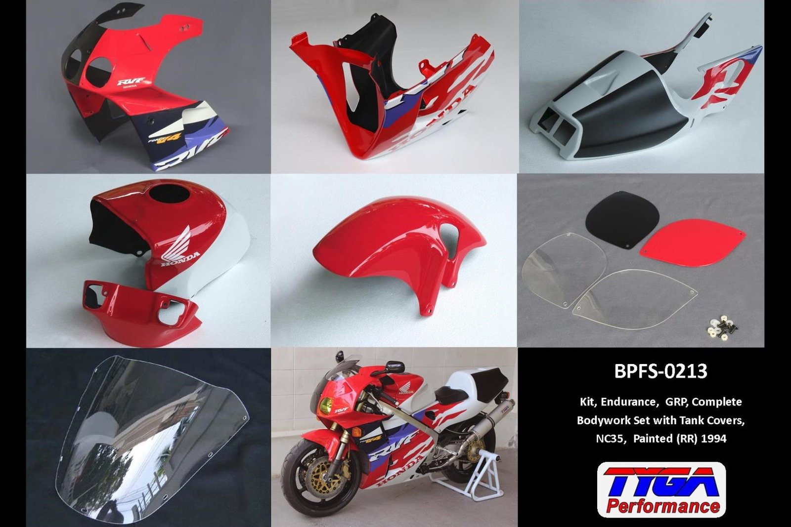 Kit, Endurance, GRP, Complete Bodywork Set with Tank Covers, NC35, Painted (RR) 1994
