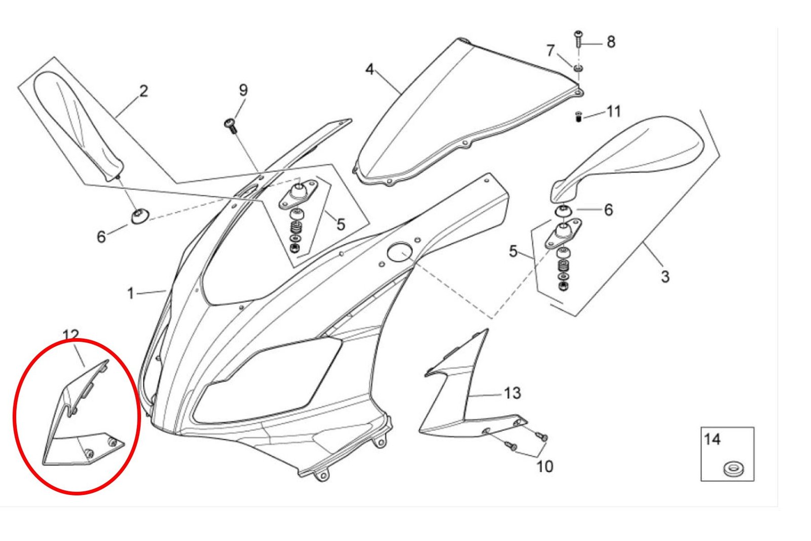 Side Cover, (Winglet) Carbon, Right, Aprilia RS-125 (2007-2012) - Image 3