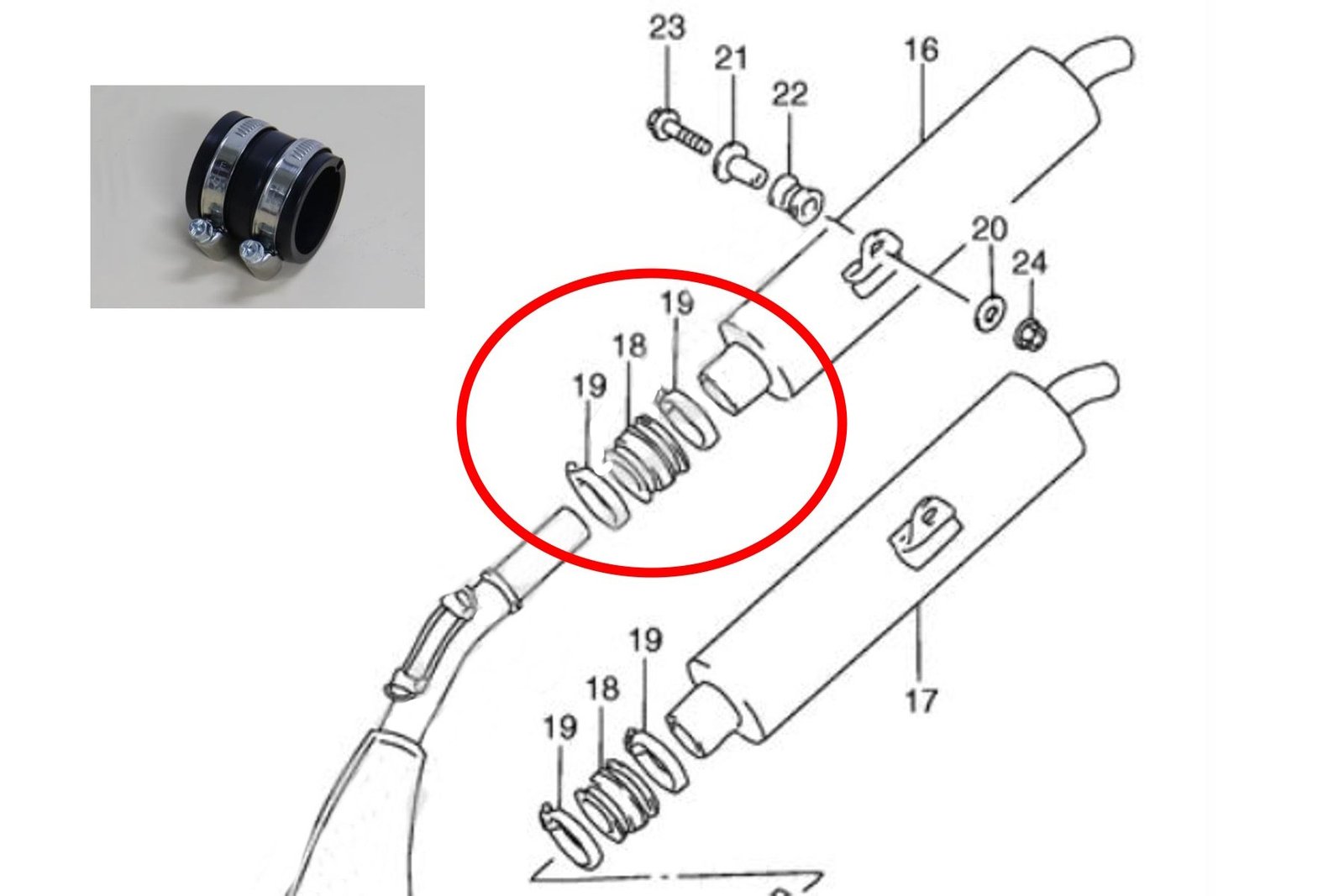 Connector Rubber, Silencer, Black, RGV250 VJ21/VJ22 - Image 3