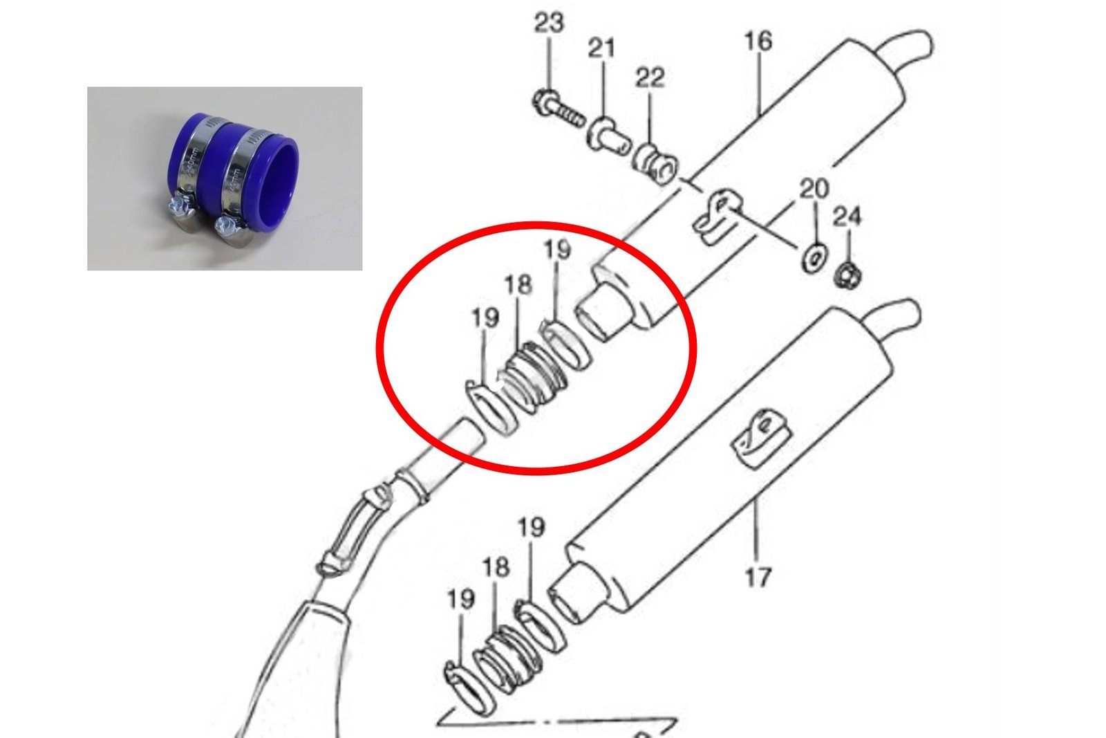 Connector Rubber, Silencer, Blue, RGV250 VJ21/VJ22 - Image 3