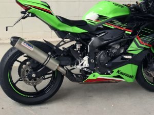 Set, Silencer, Stainless/Carbon End Cap, Slip On Conversion, Sleeve, 4 inch X 400mm., Ninja ZX-4R(R)