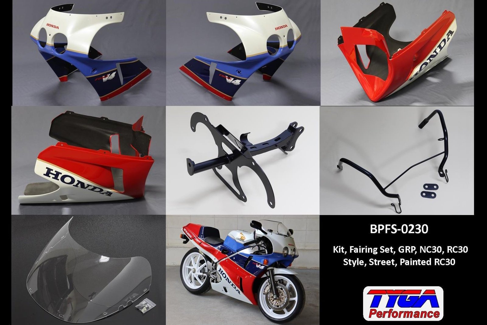 Kit, Fairing Set, GRP, NC30, RC30 Style, Street, Painted RC30