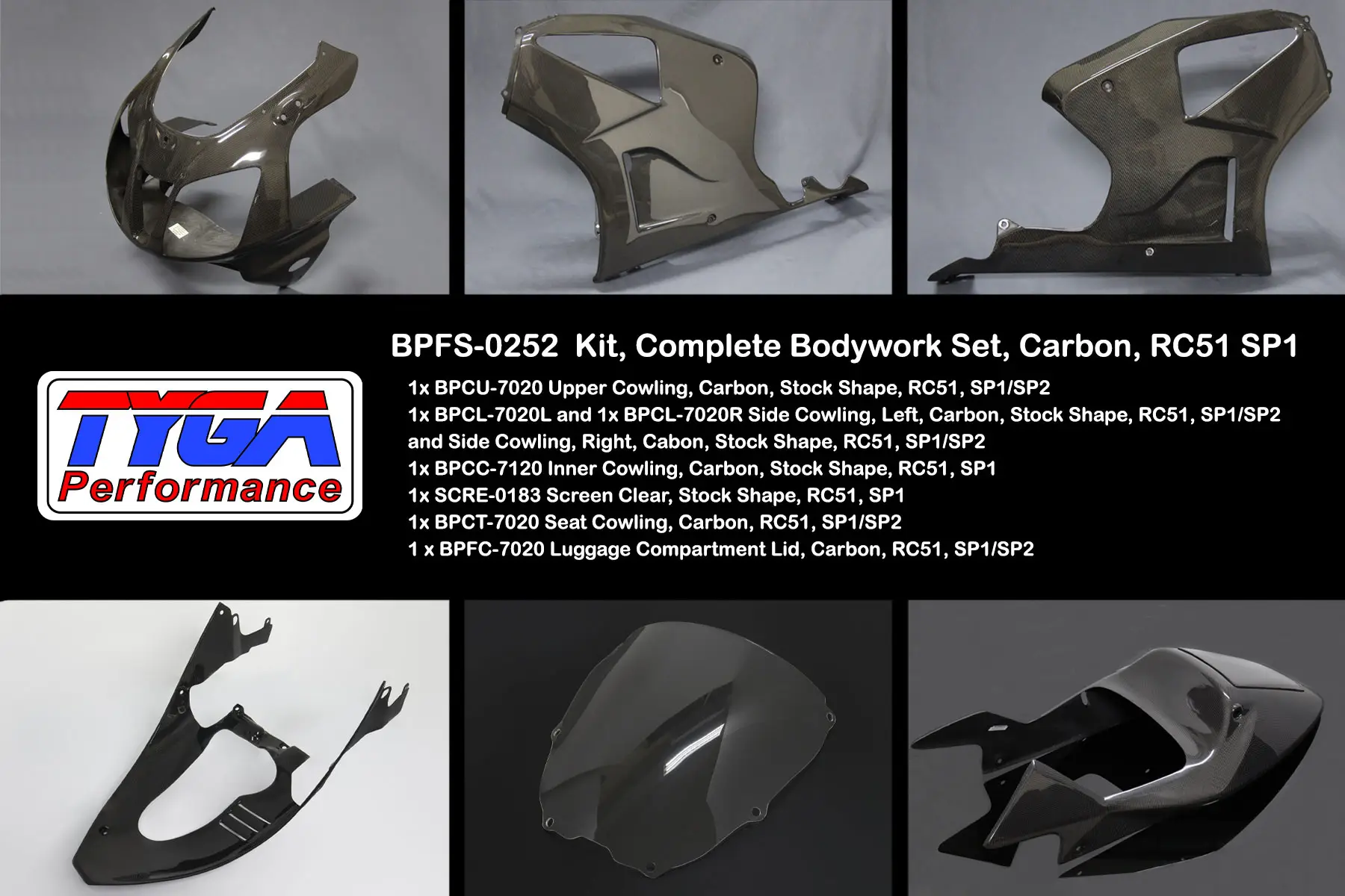 Kit, Complete Bodywork Set, Carbon, RC51 SP1