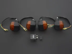 Turn Signal Set, Black, Akira Style, 90 degree pin fitment relay