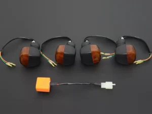 Turn Signal Set, Black, Akira Style, Parallel pin fitment relay.