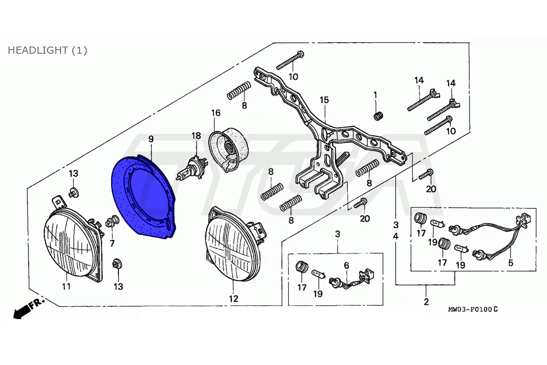 Seal, Headlight, L&R, CBR900RR SC28 - Image 7